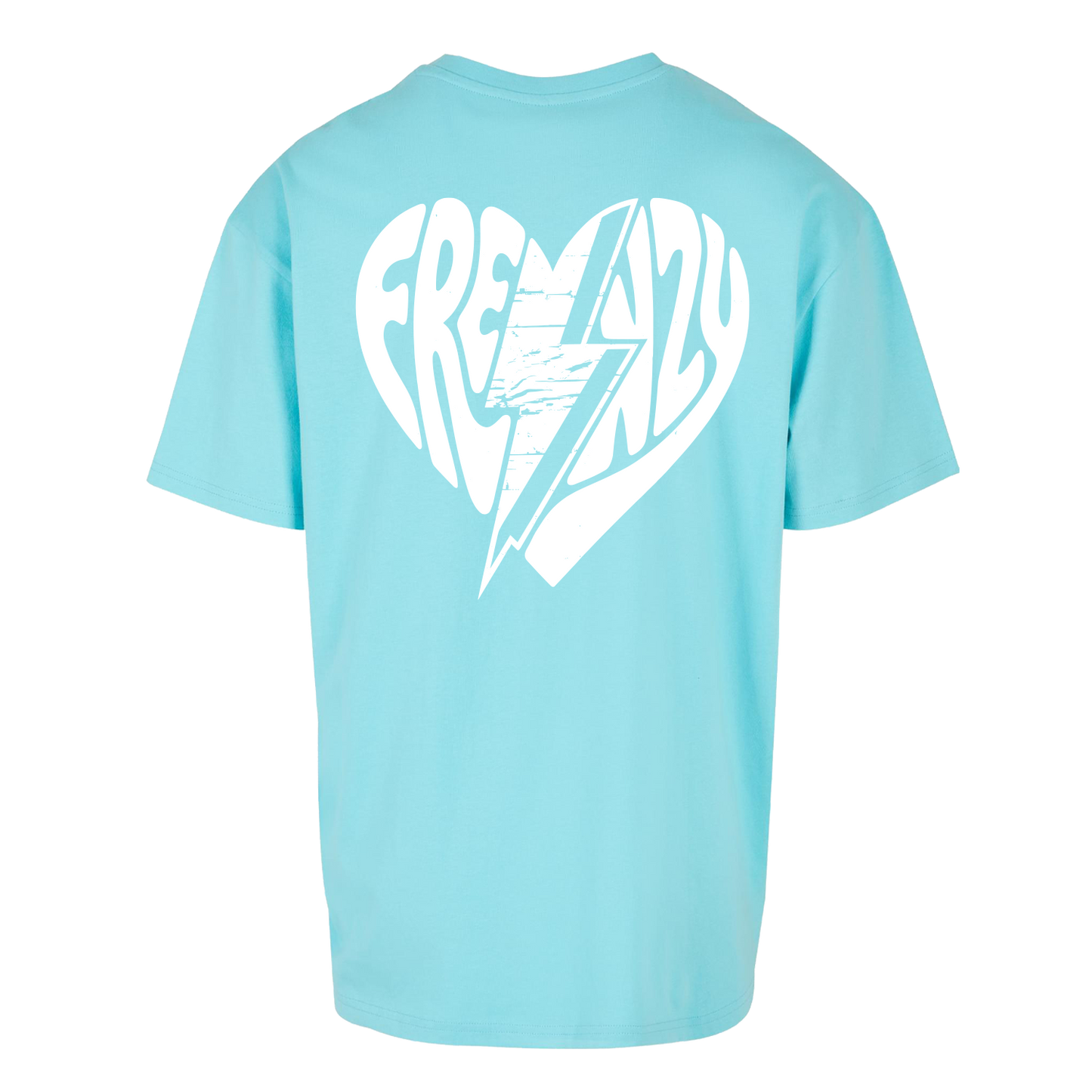 Frenzy Heart Oversized Shirt Soft Beryl Blue/White