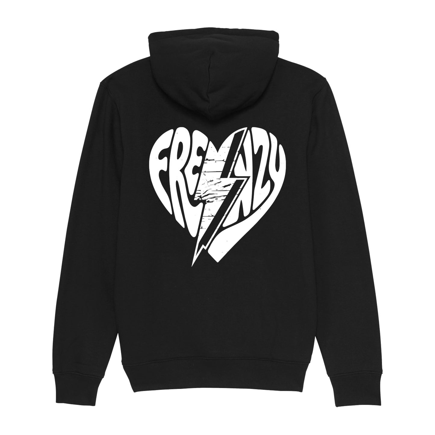 Frenzy Heart Oversized Zip-Hoodie Black/White