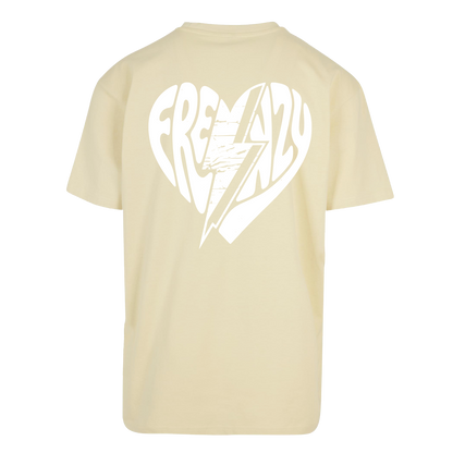 Frenzy Heart Oversized Shirt Soft Yellow/White
