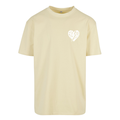 Frenzy Heart Oversized Shirt Soft Yellow/White
