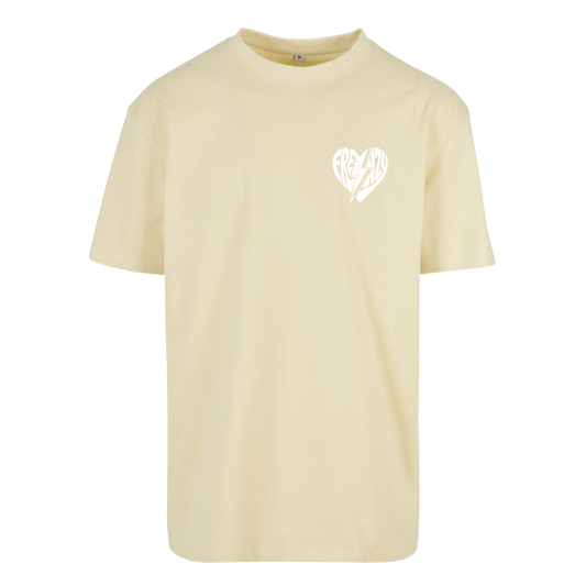 Frenzy Heart Oversized Shirt Soft Yellow/White