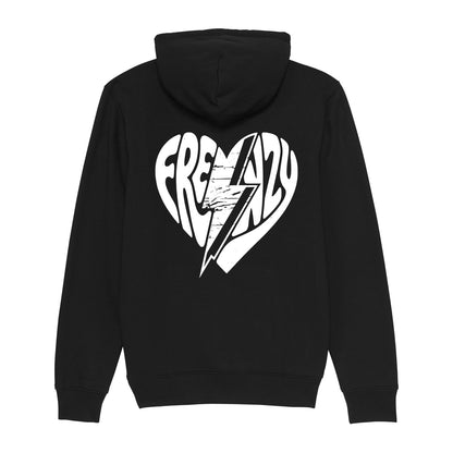 Frenzy Heart Oversized Zip-Hoodie Black/White
