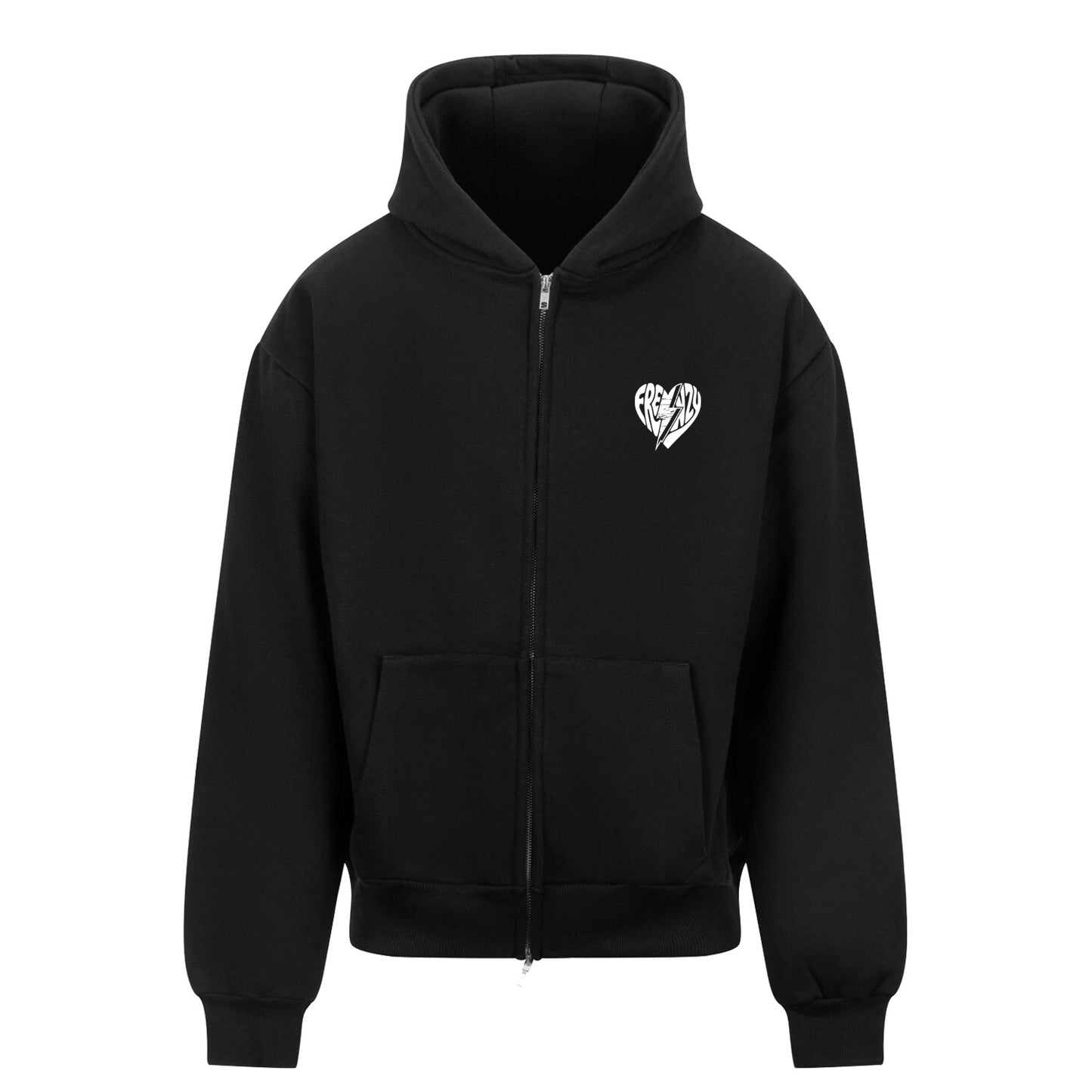 Frenzy Heart Oversized Zip-Hoodie Black/White