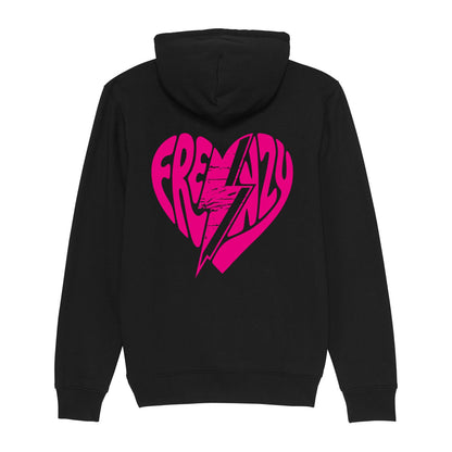 Frenzy Heart Oversized Zip-Hoodie Black/Pink