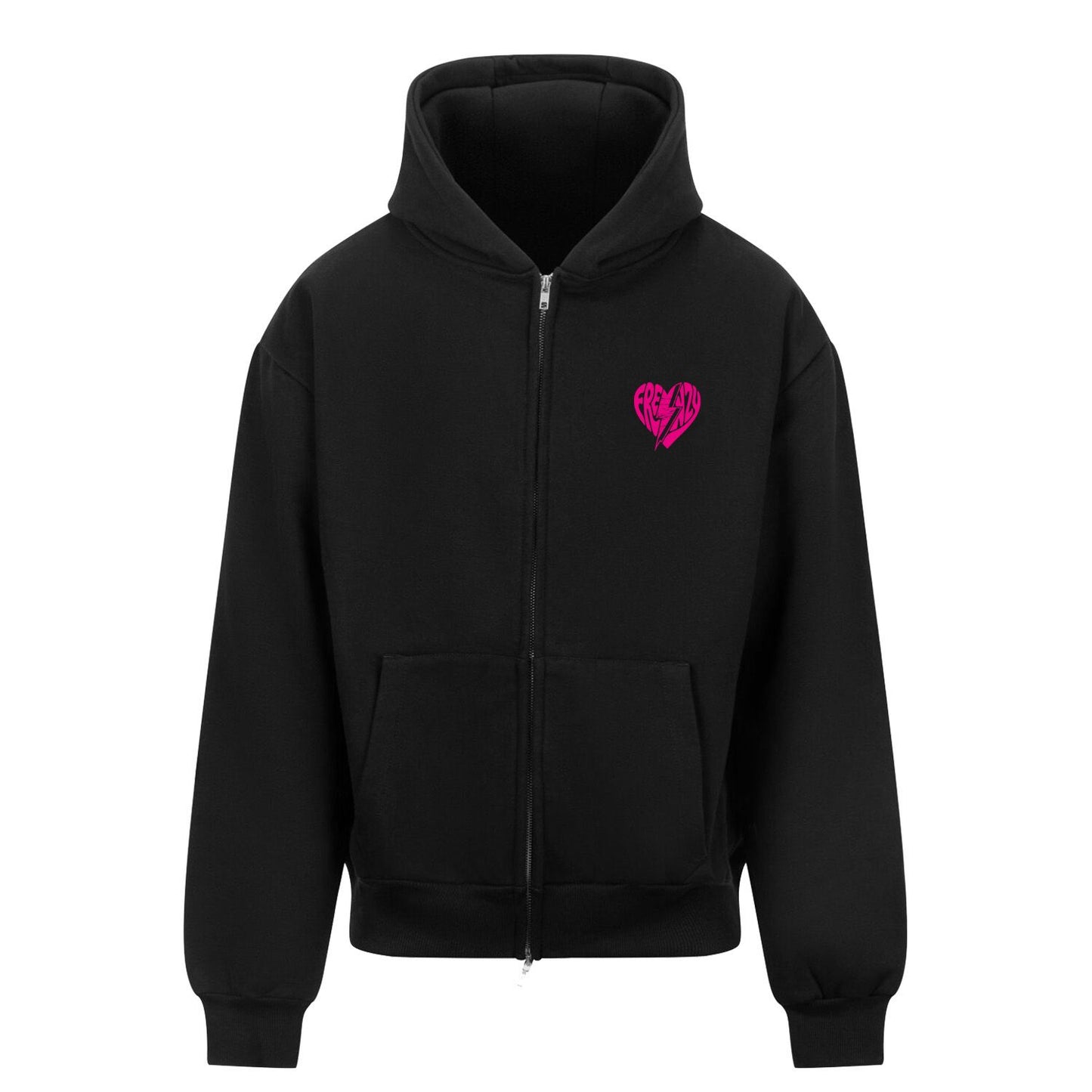 Frenzy Heart Oversized Zip-Hoodie Black/Pink